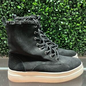 J/SLIDES Black Lace-Up Boots with White Sole